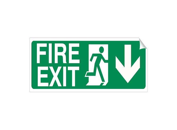 Down Arrow - Fire Exit - 450 x 150 mm