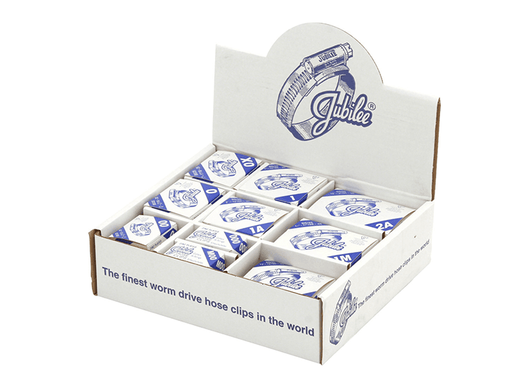 JUBILEE Hose Clips In Branded Boxes In A Handypack Dispenser