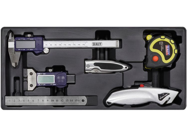 Sealey TBT12 Tool Tray with Measuring &amp; Cutting Set 6pc