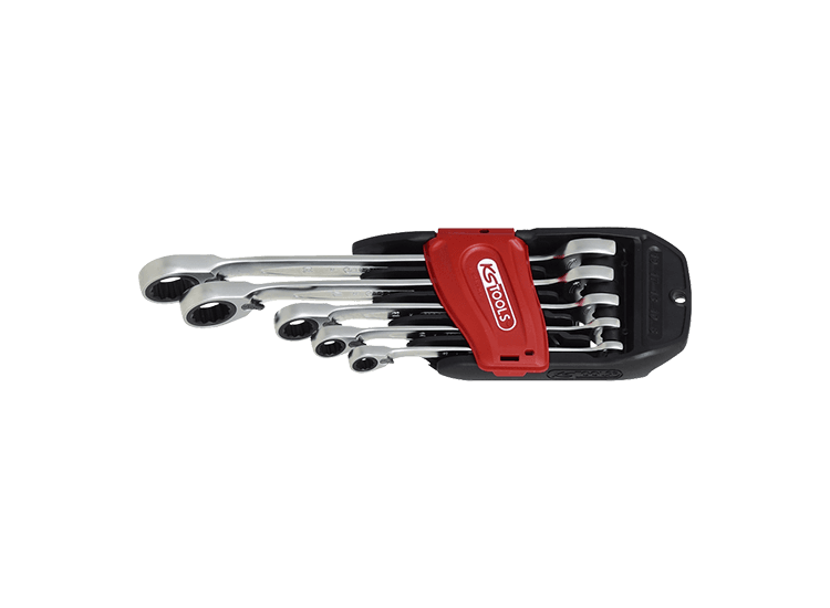 KS TOOLS 'DUO GEARplus<sup>&amp;reg;</sup>' Reversible Ratchet Ring/Open-End Combi Spanners with Open Jaw Ratchet Function Set