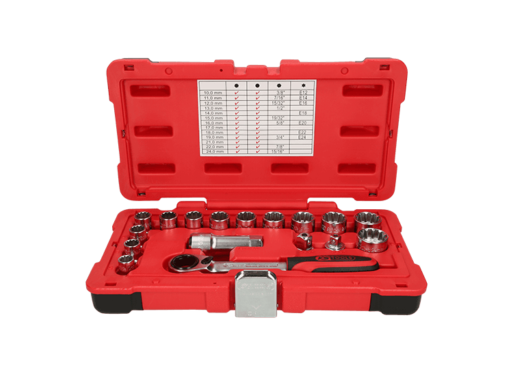 KS TOOLS 'TRIPLEplus<sup>&amp;reg;</sup>' 19 mm Drive (3/8" &amp; 1/2") 'Go-Through' Socket Set