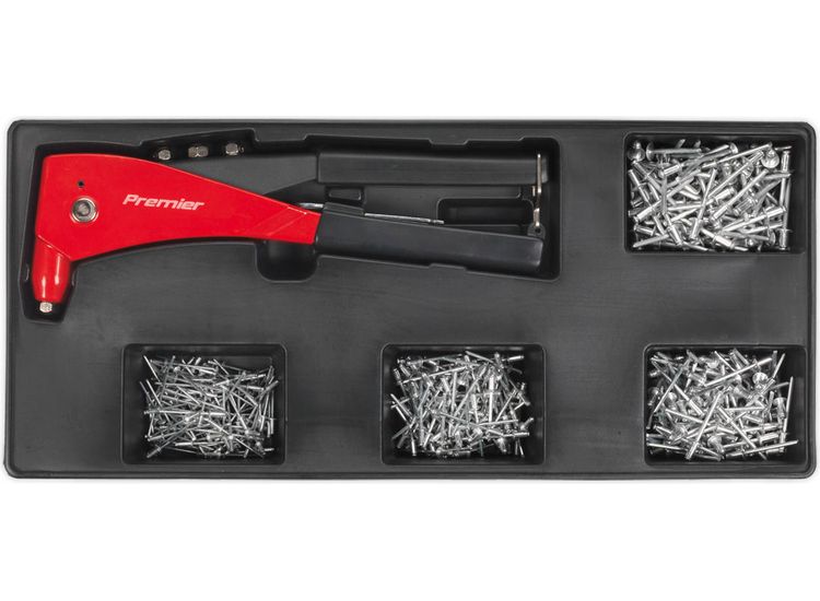Sealey TBT15 Tool Tray with Riveter &amp; 400 Assorted Rivet Set