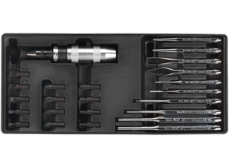 Sealey TBT18 Tool Tray with Punch &amp; Impact Driver Set 25pc
