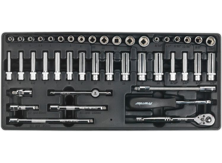 Sealey TBT19 Tool Tray with Socket Set 43pc 1/4"Sq Drive