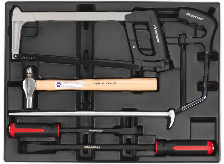 Sealey TBT30 Tool Tray with Prybar, Hammer &amp; Hacksaw Set 6pc