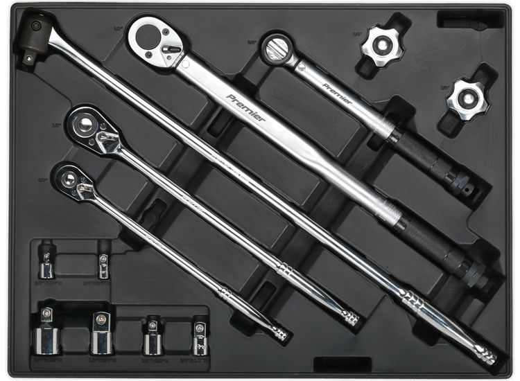 Sealey TBT32 Tool Tray with Ratchet, Torque Wrench, Breaker Bar &amp; Socket Adaptor Set 13pc