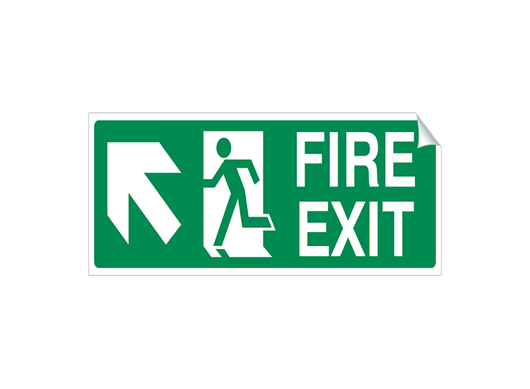 Left Corner Arrow - Fire Exit - 450 x 150 mm