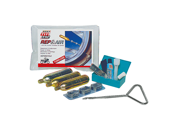 REMA TIP TOP Motorcycle Tyre Repair &amp; Inflate Kit - 'Rep &amp; Air' Tubeless