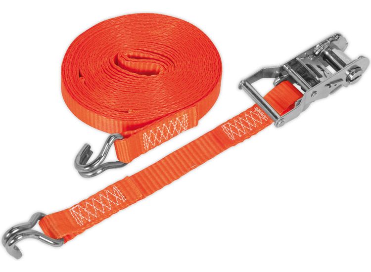 Sealey TD1506J Ratchet Tie Down 25mm x 6m Polyester Webbing 1500kg Load Test