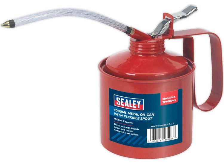 Sealey TP1000 Metal Oil Can Flexible Spout 1000ml