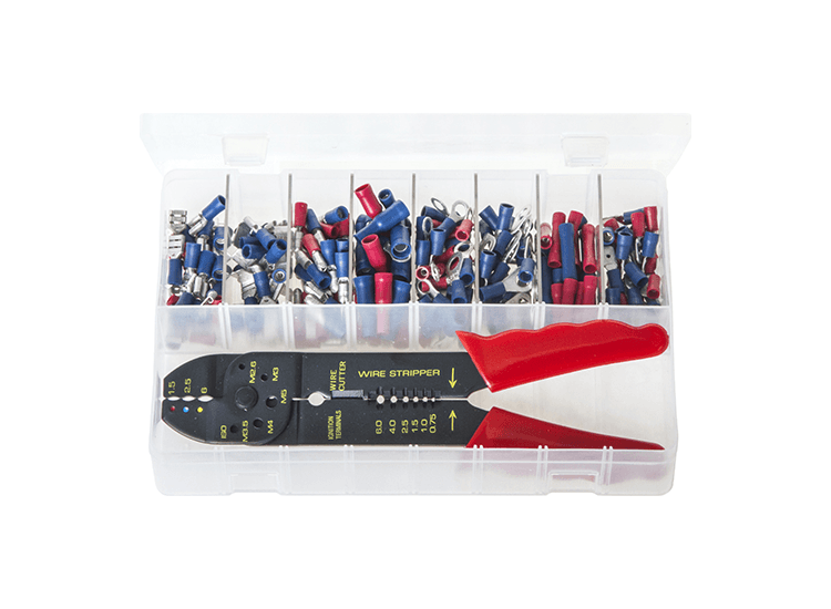 Terminals Insulated - Red &amp; Blue with Crimping Pliers