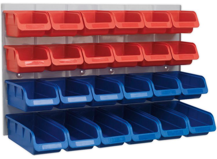Sealey TPS132 Bin &amp; Panel Combination 24 Bins - Red/Blue