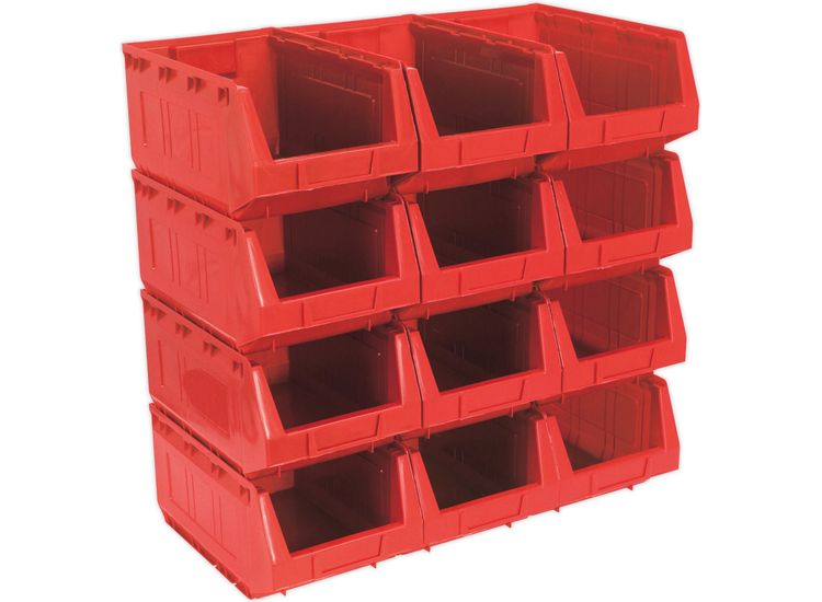 Sealey TPS412R Plastic Storage Bin 210 x 355 x 165mm - Red Pack of 12