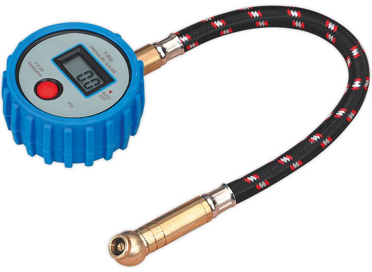 Sealey TST/PG981 Tyre Pressure Gauge Digital with Leader Hose &amp; Quick Release 0-100psi