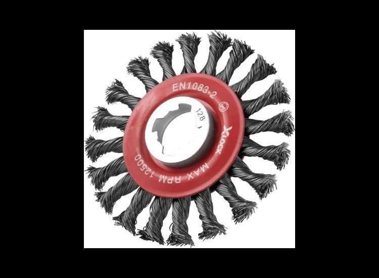 Faithfull X-LOCK Conical Wire Brush 115mm M14x2, 0.50mm Steel Wire