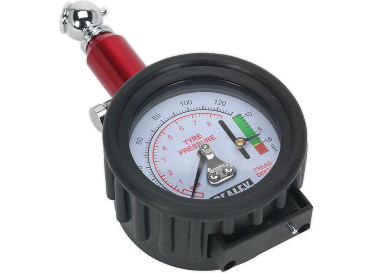 Sealey TSTPDG01 Tyre Pressure Gauge with Tyre Tread Depth Gauge 0-8bar(0-120psi)