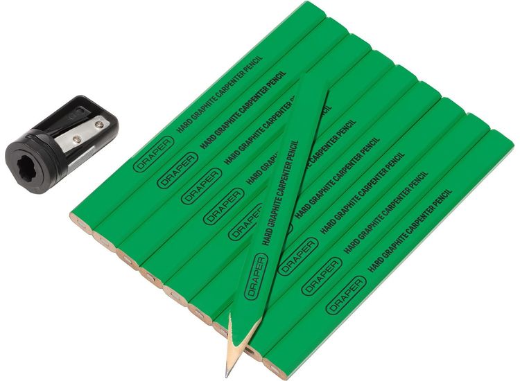 Draper 12145 Carpenter's Pencils with Sharpener (Pack of 10)