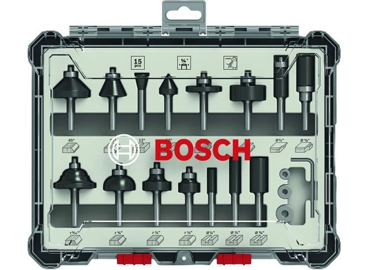 Bosch Powertool Accessories PRO Router Bit Mixed Set, 15 Piece