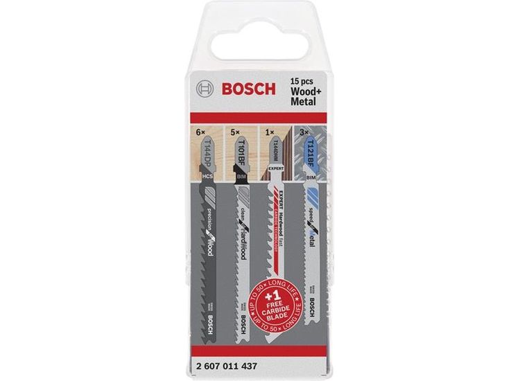 Bosch Powertool Accessories Wood and Metal Jigsaw Blade Set, 15 Piece