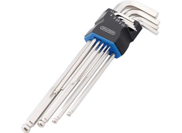 Draper 12809 Metric Extra Long Arm Ball End Hex Key Set (9 Piece)