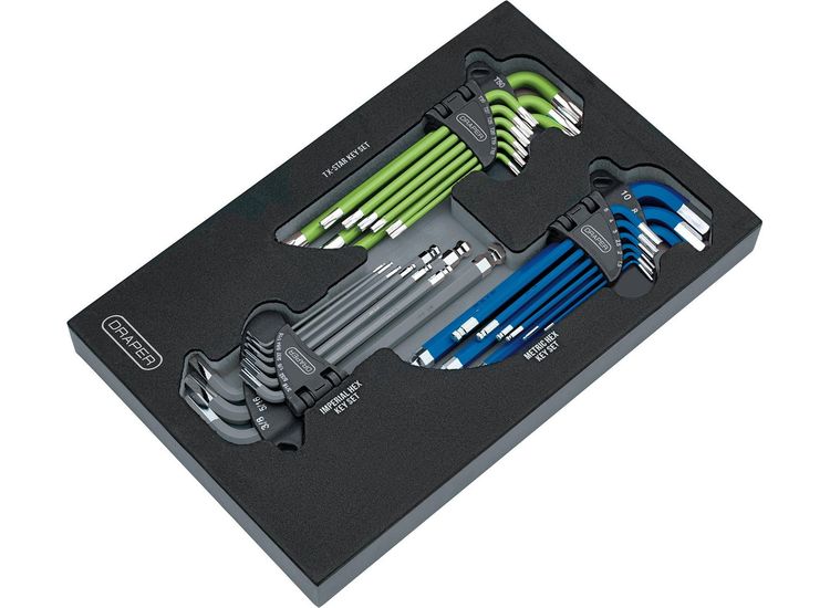 Draper 12822 Draper TX-STAR&amp;#174;, Imperial &amp; Metric Ball End Hex Key Sets in EVA Storage Tray (27 Piece)