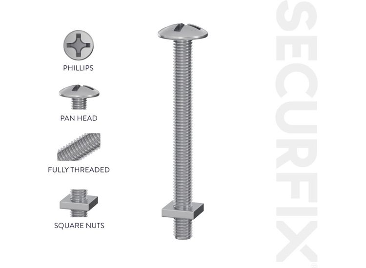 Securfix T10952C Roofing Bolts With Nuts