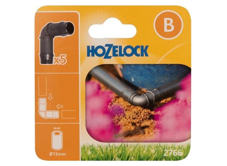 Hozelock 2766 90° Elbow Connector 13mm (Pack 5)