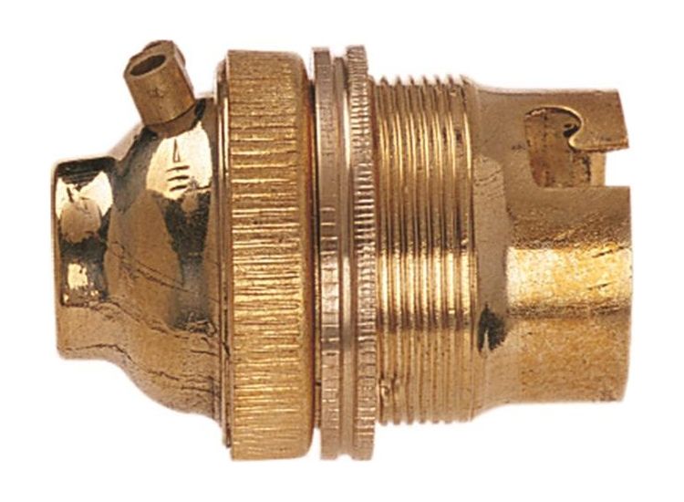 Dencon BC Brass 1/2in Unswitched Lamp Holder