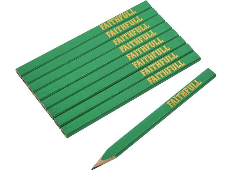 Faithfull FSC Carpenter's Pencils - Green / Hard (Pack 10)