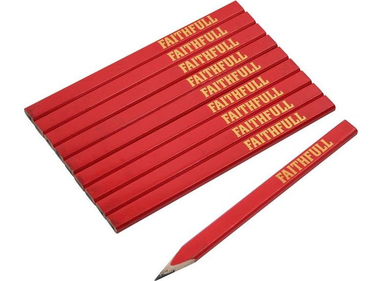 Faithfull FSC Carpenter's Pencils - Red / Medium (Pack 10)
