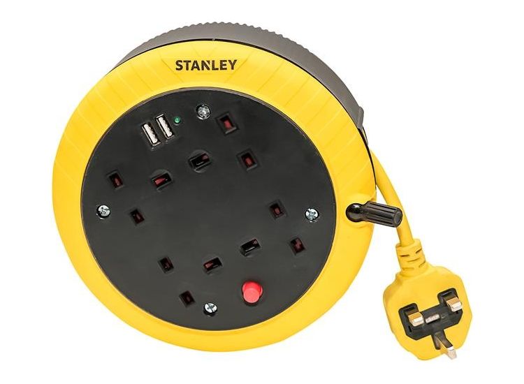 STANLEY® Electrical Cable Reel 240V 13A 4-Socket + 2 USB 5m