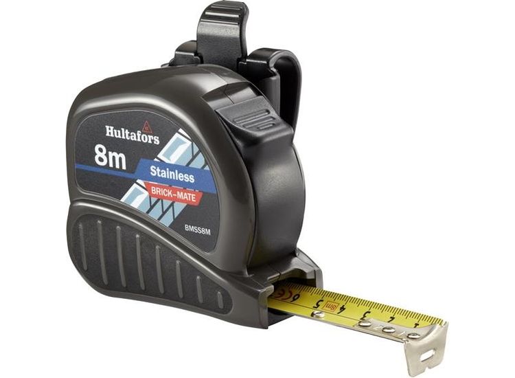 Hultafors BMSS8M Brick-Mate Stainless Steel Pocket Tape 8m (Metric only)