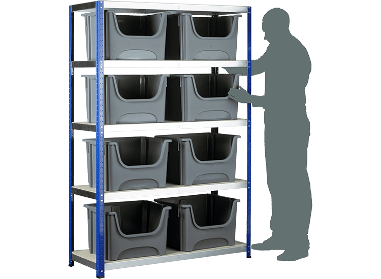 BARTON Extra Wide Shelving System c/w Space Bin Containers