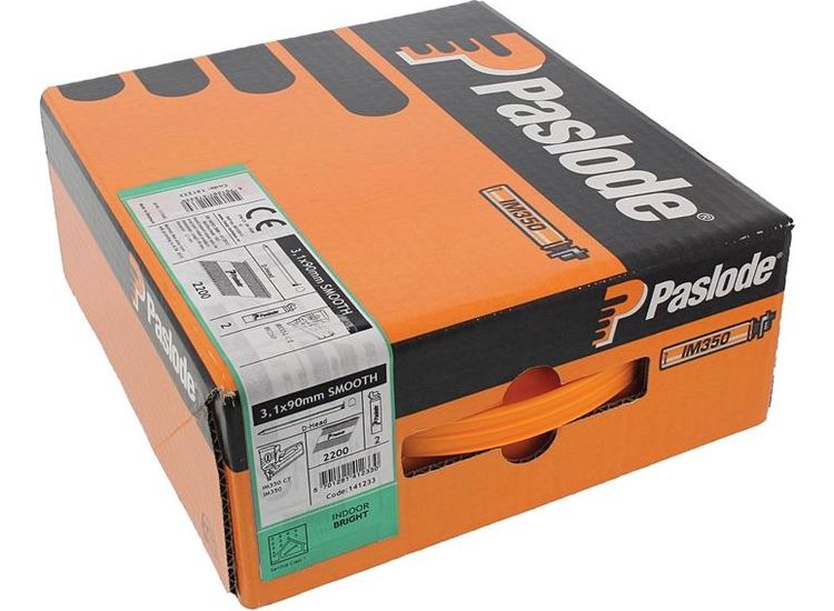 Paslode 3.1mm x 90mm IM350 Straight Shank Bright Nails 2200 - 2 x Fuel Cells