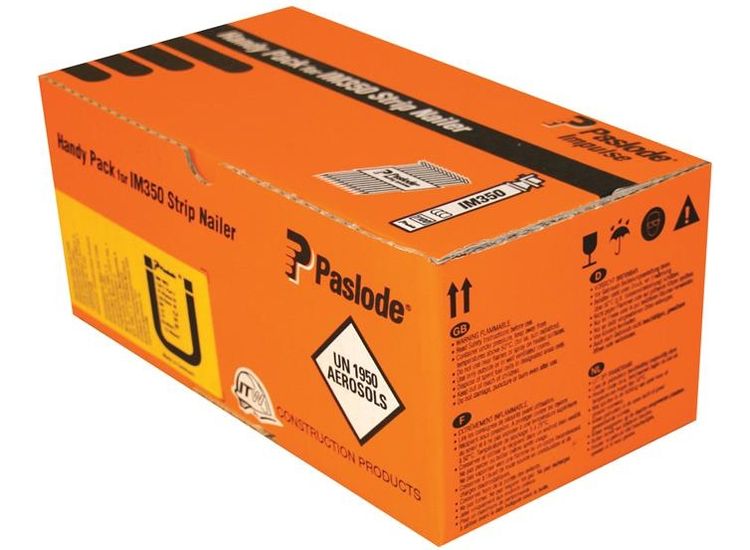 Paslode 350 Nails &amp; Fuel Cell Pack Stainless Steel Finish