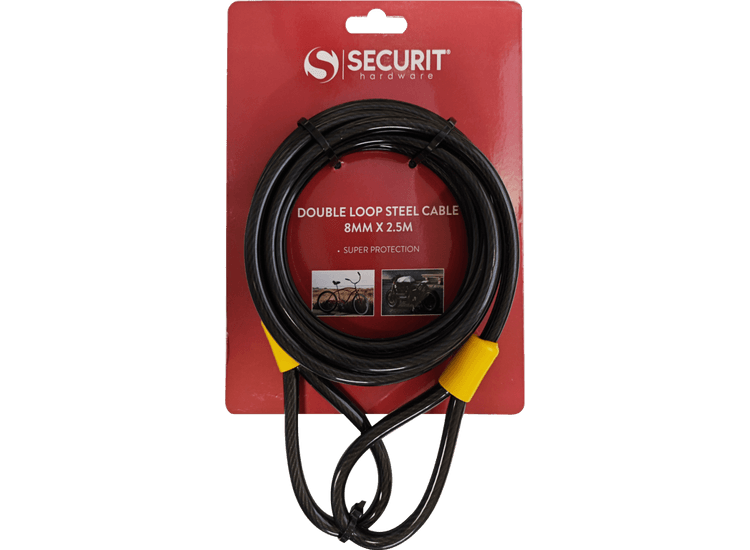 Securit S1233 Double Loop Steel Cable 2.5mx8mm