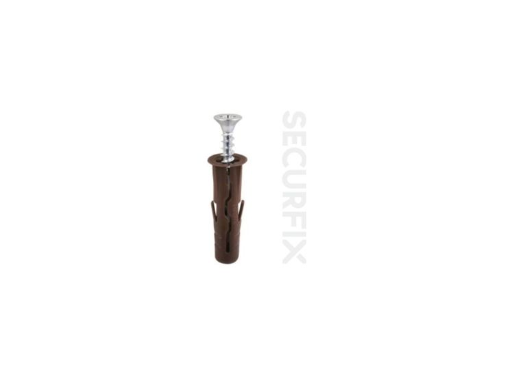 Securfix T11474 Heavy Duty Wall Plugs Brown W.Screws