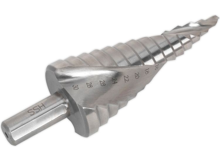 Sealey AK4748 HSS 4341 Step Drill Bit 4-30mm Spiral Flute