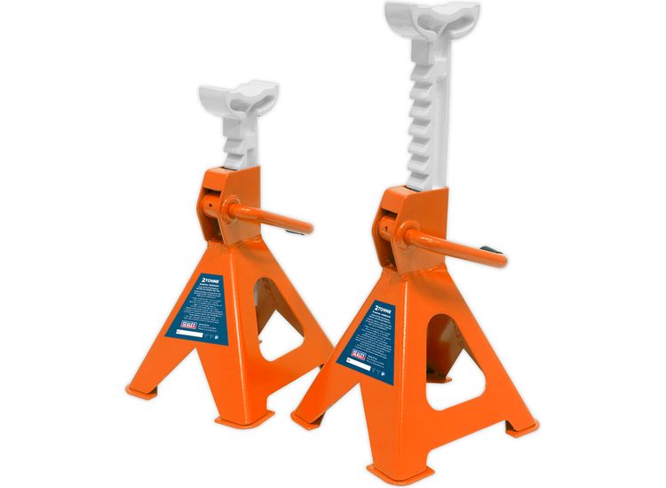 Sealey VS2002OR Axle Stands (Pair) 2tonne Capacity per Stand Ratchet Type - Orange