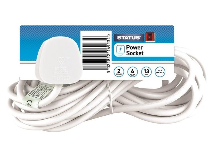 STATUS® Extension Lead 240V 2-Gang 13A White 6m