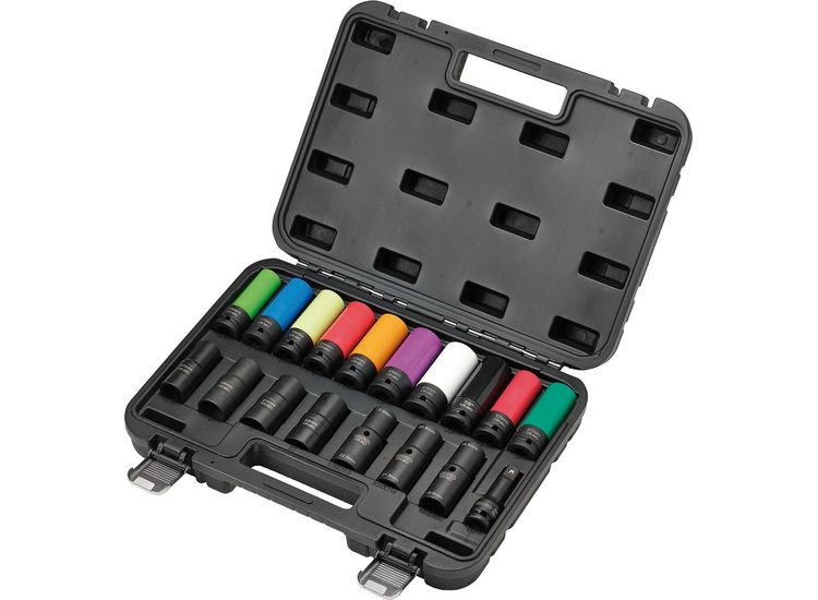 Draper 28198 Wheel Nut Socket Set, 1/2" Sq. Dr. (18 Piece)