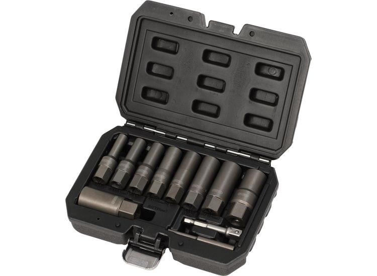 Draper 28197 Spiral Type Deep Bolt Extractor Set, 3/8" Sq. Dr. (11 Piece)