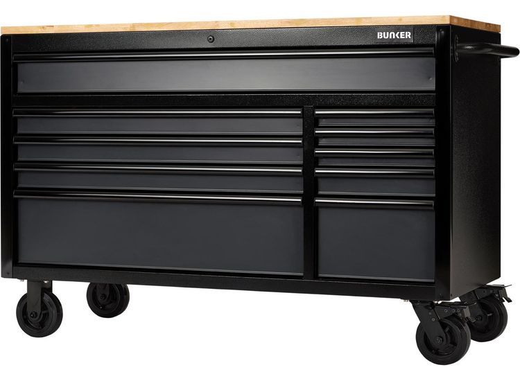 Draper 27220 BUNKER&amp;#174; 10 Drawer Workbench Roller Tool Cabinet, 56", Grey