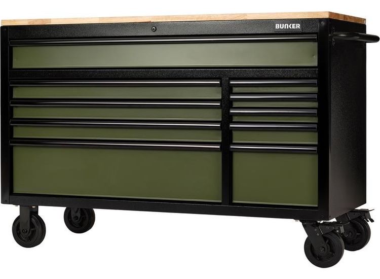 Draper 27221 BUNKER&amp;#174; 10 Drawer Workbench Roller Tool Cabinet, 56", Green