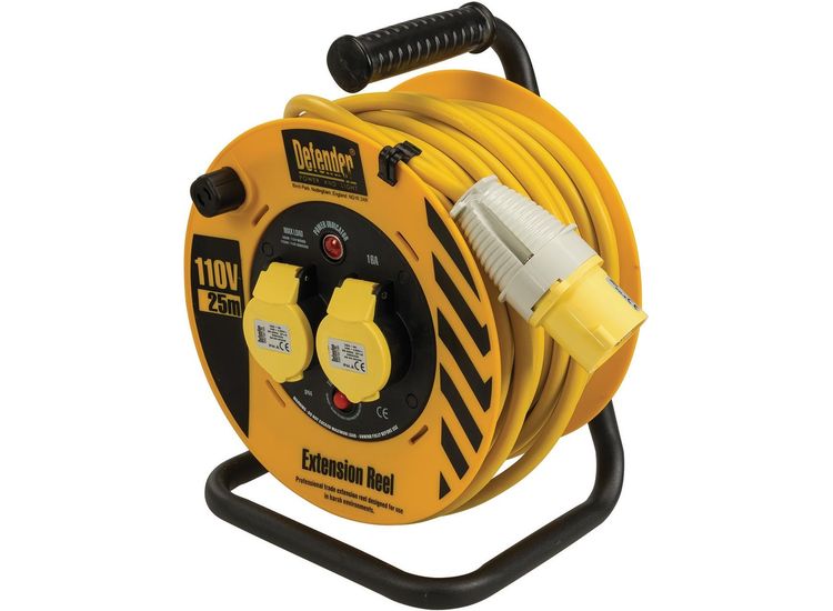 Draper 35821 Defender E86455 110V Heavy Duty Industrial Cable Reel, 25m
