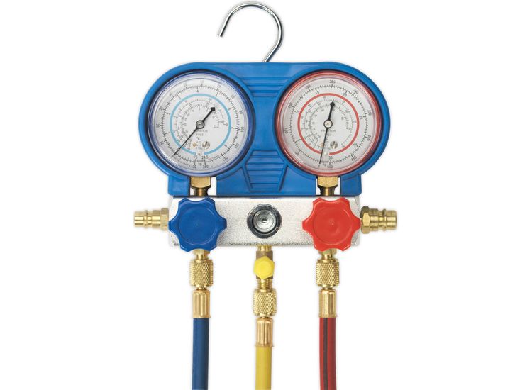 Sealey VSAC002 Air Conditioning System Manifold with Sight Glass