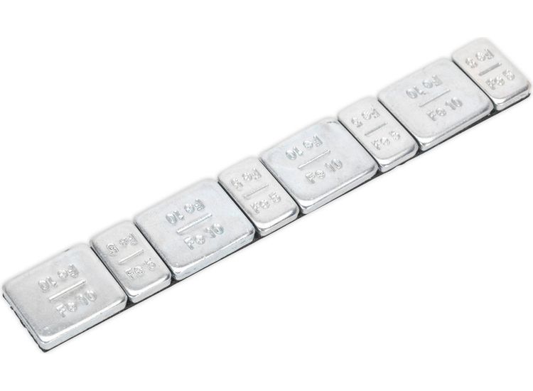 Sealey WWSA510 Wheel Weight 5 &amp; 10g Adhesive Zinc Plated Steel Strip of 8 (4 x Each Weight) Pack of 100