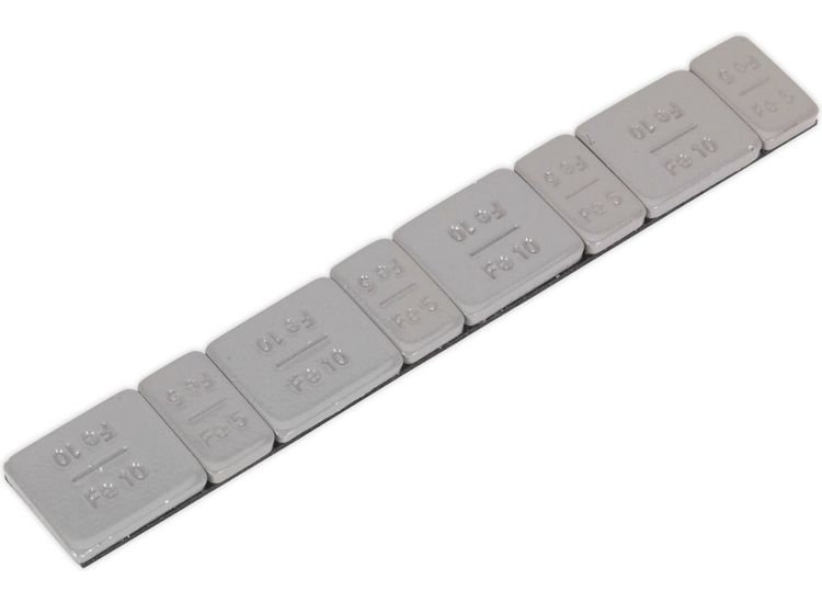 Sealey WWSA510PC Wheel Weight 5 &amp; 10g Adhesive Zinc Plated Plastic Coated Strip of 8 (4 x Each Weight) Pack of 100