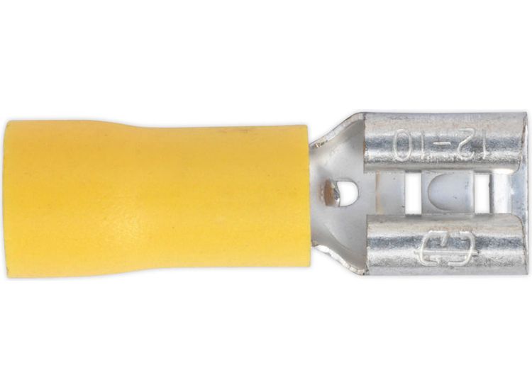 Sealey YT13 Push-On Terminal 6.3mm Female Yellow Pack of 100