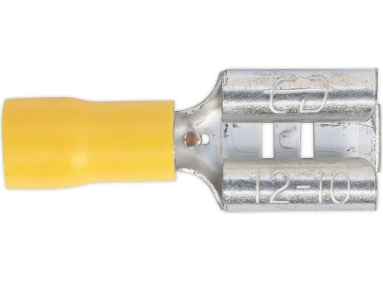 Sealey YT14 Push-On Terminal 9.5mm Female Yellow Pack of 100